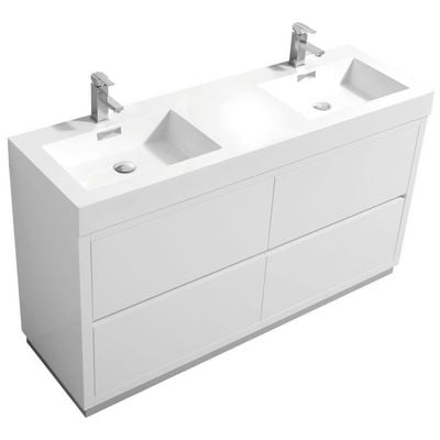 Bathroom Vanities KubeBath Bliss White FMB60D-GW 0707568641279 Double Sink Vanities 50-70 Modern White With Top and Sink 25 