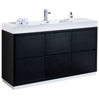 Bathroom Vanities KubeBath Bliss Black FMB60S-BK 0707568640562 Single Sink Vanities 50-70 Modern Black With Top and Sink 25 