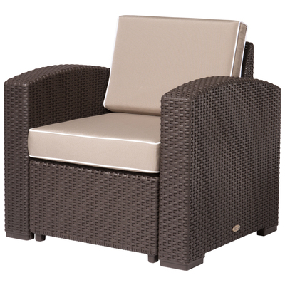 Outdoor Chairs and Stools Lagoon Furniture Magnolia Polypropylene Brown 7023N3-CCLGR 681944000488 Outdoor Rattan Club Chair Brown sable Brown Polypropylene Rattan Club Chair 