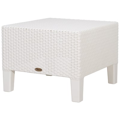 Lagoon Furniture Outdoor Tables, White,snow, Polypropylene,Rattan, White, Polypropylene, Outdoor Rattan Side Table, 681944000877, 7023W8-STLGS