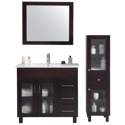Laviva Bathroom Vanities, 30-40, Modern, Dark Brown, Contemporary/Modern, Ceramic, Solid Oak Wood/Plywood/Ceramic, Vanity + Countertop, 706970289741, 31321529-36B-CB