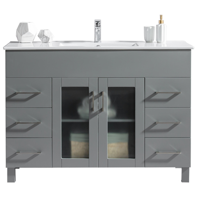 Bathroom Vanities Laviva Nova Solid Oak Wood/Plywood/Ceramic Grey 31321529-48G-CB 706970289802 Vanity + Countertop 40-50 Modern Gray 25 