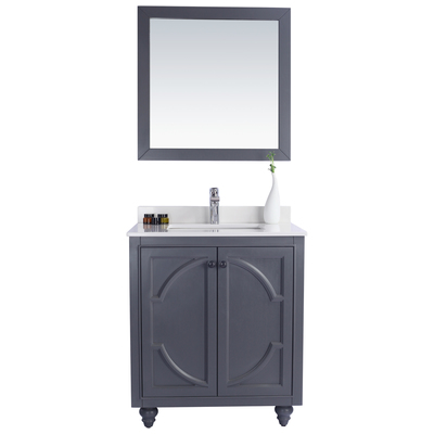 Bathroom Vanities Laviva Odyssey Solid Oak Wood/Plywood/Quartz Grey 313613-30G-WQ 680063903250 Vanity + Countertop Double Sink Vanities Under 30 Traditional Gray 25 