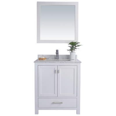Bathroom Vanities Laviva Wilson Solid Oak Wood/Plywood/Marble White 313ANG-30W-WC 680063902734 Vanity + Countertop Under 30 Modern white Cabinets Only 25 