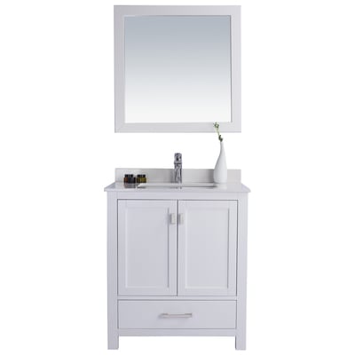 Bathroom Vanities Laviva Wilson Solid Oak Wood/Plywood/Quartz White 313ANG-30W-WQ 680063903182 Vanity + Countertop Under 30 Modern white Cabinets Only 25 