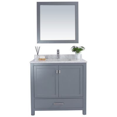 Laviva Bathroom Vanities, 30-40, Modern, Gray, Cabinets Only, Contemporary/Modern, Marble, Solid Oak Wood/Plywood/Marble, Vanity + Countertop, 680063902765, 313ANG-36G-WC