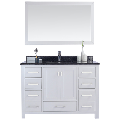 Bathroom Vanities Laviva Wilson Solid Oak Wood/Plywood/Marble White 313ANG-48W-BW 680063902864 Vanity + Countertop 40-50 Modern white Cabinets Only 25 