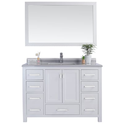 Laviva Bathroom Vanities, 40-50, Modern, white, Cabinets Only, Contemporary/Modern, Marble, Solid Oak Wood/Plywood/Marble, Vanity + Countertop, 680063902888, 313ANG-48W-WS