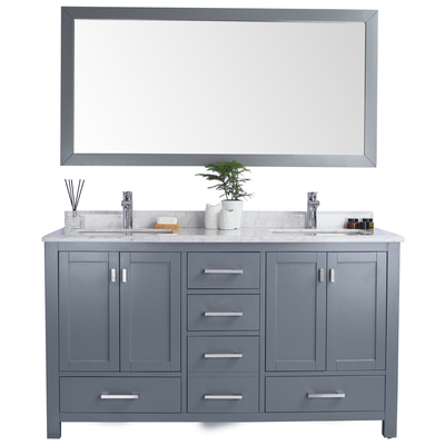 Bathroom Vanities Laviva Wilson Solid Oak Wood/Plywood/Marble Grey 313ANG-60G-WC 680063902901 Vanity + Countertop 50-70 Modern Gray Cabinets Only 25 
