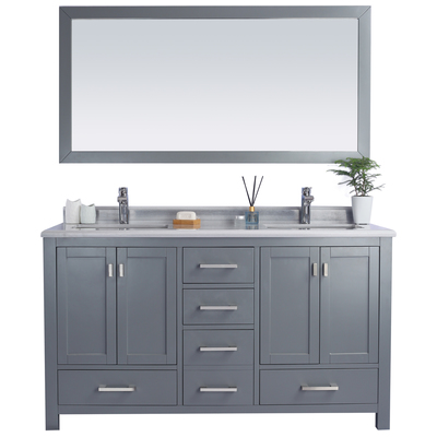 Bathroom Vanities Laviva Wilson Solid Oak Wood/Plywood/Marble Grey 313ANG-60G-WS 680063902918 Vanity + Countertop 50-70 Modern Gray Cabinets Only 25 