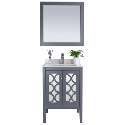 Bathroom Vanities Laviva Mediterraneo Solid Oak Wood/Plywood/Quartz/ Grey 313MKSH-24G-WQ 680063903335 Vanity + Countertop Under 30 Modern Gray Cabinets Only 25 