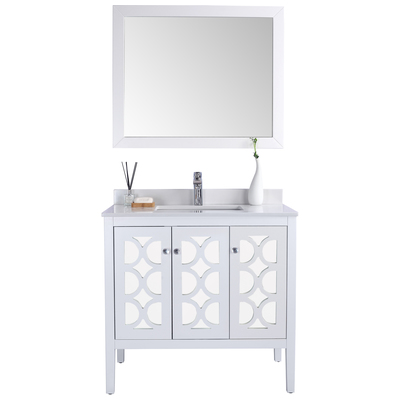 Bathroom Vanities Laviva Mediterraneo Solid Oak Wood/Plywood/Quartz/ White 313MKSH-36W-WQ 680063903328 Vanity + Countertop 30-40 Modern white Cabinets Only 25 