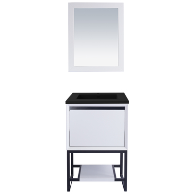 Laviva Bathroom Vanities, white, Contemporary/Modern, Solid Surface, Solid Oak Wood/Plywood/Stainless Steel/Marble, Vanity + Countertop, 685757781701, 313SMR-24W-MB