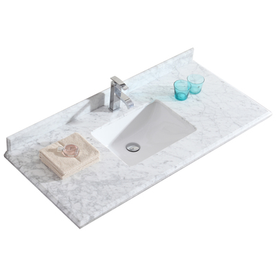 Vanity tops Laviva Forever Marble N/A 313SQ1H-48-WC 680063902109 Countertop Whitesnow Rectangle Countertop Ceramic Marble Natural Marble Carrara White Grey White Gal 