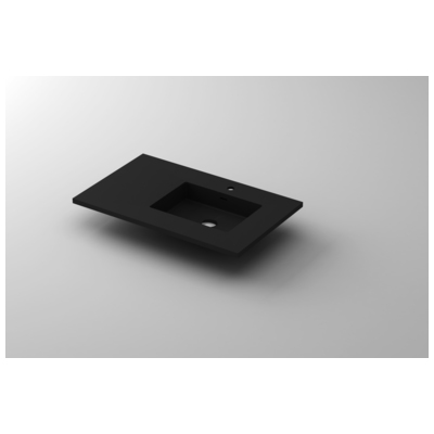 Laviva Vanity tops, Blackebony, Countertop, Modern, Solid surface, Absolute Black,BlackMatte Black, Modern, Solid Surface, Solid Surface, Countertop, 685757781121, 313SQ1HSS-36R-MB