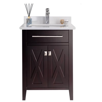 Laviva Bathroom Vanities, Double Sink Vanities, Under 30, Transitional, Dark Brown, Transitional, Quartz, Solid Oak Wood/Plywood/Quartz, Vanity + Countertop, 680063902994, 313YG319-24B-WQ