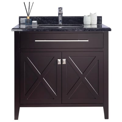 Laviva Bathroom Vanities, Double Sink Vanities, 30-40, Transitional, Dark Brown, Transitional, Marble, Solid Oak Wood/Plywood/Marble, Vanity + Countertop, 706970287532, 313YG319-36B-BW