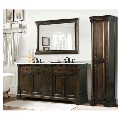 Legion Furniture Bathroom Vanities, Double Sink Vanities, 70-90, ANTIQUE COFFEE, Solid poplar, MDF/Veneer, Glass, WLF6036-60