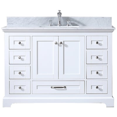 Lexora Bathroom Vanities, Single Sink Vanities, 40-50, White, White Carrara Marble, Bathroom Vanities, 689770981612, LD342248SADS000