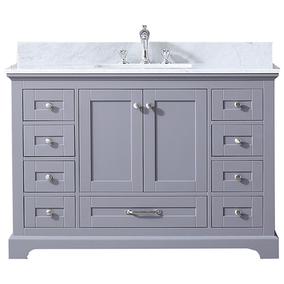 Lexora Bathroom Vanities, Single Sink Vanities, 40-50, Gray, White Carrara Marble, Bathroom Vanities, 689770981629, LD342248SBDS000