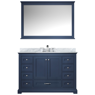 Lexora Bathroom Vanities, Single Sink Vanities, 40-50, Blue, White Carrara Marble, Bathroom Vanities, 810014577173, LD342248SEDSM46F