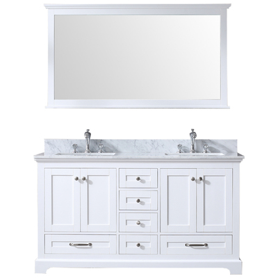 Lexora Bathroom Vanities, Double Sink Vanities, 50-70, White, White Carrara Marble, Bathroom Vanities, 810014577180, LD342260DADSM58F