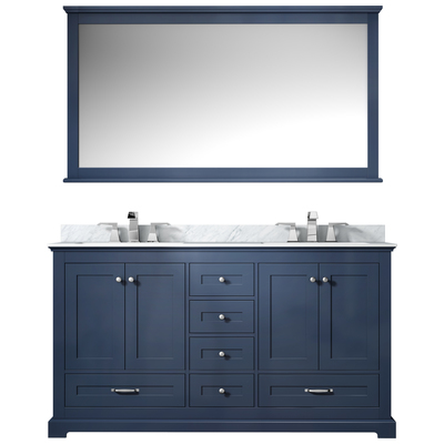 Lexora Bathroom Vanities, Double Sink Vanities, 50-70, Blue, White Carrara Marble, Bathroom Vanities, 810014577210, LD342260DEDSM58F