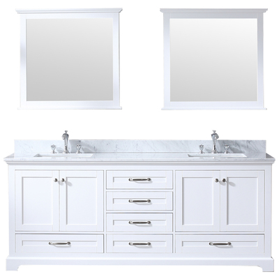 Lexora Bathroom Vanities, Double Sink Vanities, 70-90, White, White Carrara Marble, Bathroom Vanities, 689770981100, LD342280DADSM30