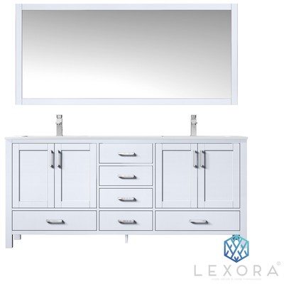Lexora Bathroom Vanities, Double Sink Vanities, 70-90, White, White Carrara Marble, Bathroom Vanities, 689770980783, LJ342272DADSM70