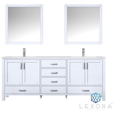 Lexora Bathroom Vanities, Double Sink Vanities, 70-90, White, White Carrara Marble, Bathroom Vanities, 689770980813, LJ342280DADSM30