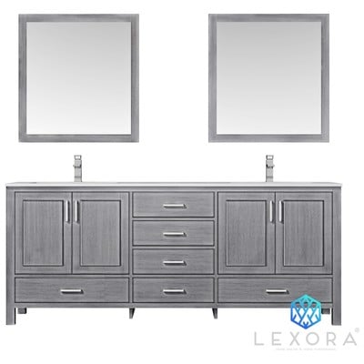 Bathroom Vanities Lexora Jacques Distressed Grey LJ342280DDDSM30 689770980837 Bathroom Vanities Double Sink Vanities 70-90 Gray 25 