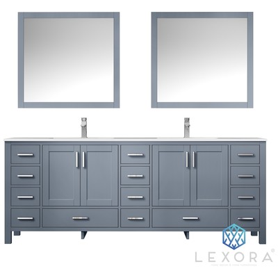 Lexora Bathroom Vanities, Double Sink Vanities, 70-90, Gray, White Carrara Marble, Bathroom Vanities, 689770980851, LJ342284DBDSM34