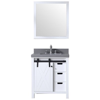 Lexora Bathroom Vanities, Single Sink Vanities, Under 30, White, Grey Quartz, Bathroom Vanities, 689770980615, LM342230SAASM28
