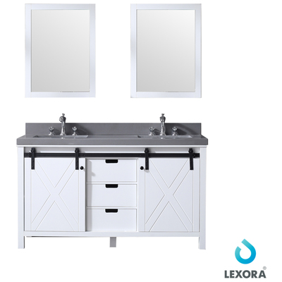 Lexora Bathroom Vanities, Double Sink Vanities, 50-70, White, Grey Quartz, Bathroom Vanities, 689770981193, LM342260DAASM24