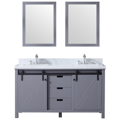 Lexora Bathroom Vanities, Double Sink Vanities, 50-70, Gray, White Carrara Marble, Bathroom Vanities, 689770981209, LM342260DBBSM24