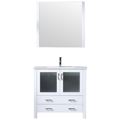 Lexora Bathroom Vanities, Single Sink Vanities, 30-40, White, With Top and Sink, White integrated ceramic sink, Bathroom Vanities, 689770980974, LV341836SAESM34