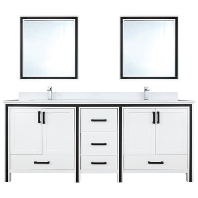Lexora Bathroom Vanities, Double Sink Vanities, 70-90, White, White Cultured Marble, Bathroom Vanities, 810014575766, LZV352272SAJSM30F