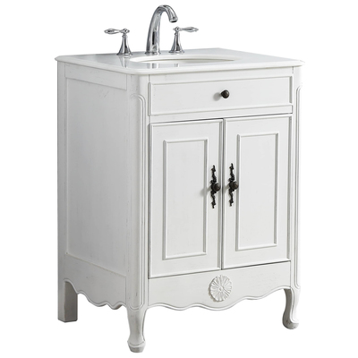 Bathroom Vanities Modetti Provence Antique White MOD081AW-26 852913008327 Single Sink Vanities 30-40 White 25 