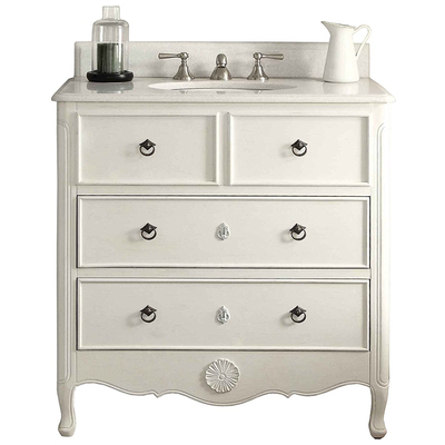 Modetti Bathroom Vanities, Single Sink Vanities, 30-40, White, Traditional, 852913008365, MOD081AW-34