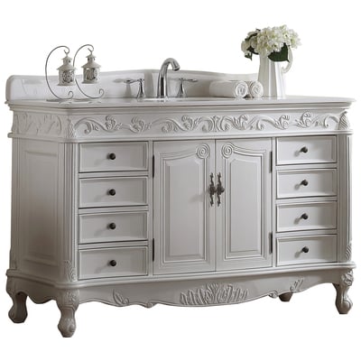 Modetti Bathroom Vanities, Single Sink Vanities, 50-70, Antique, White, Antique, Single Bathroom Vanity Set, 852913008174, MOD3882AW-56