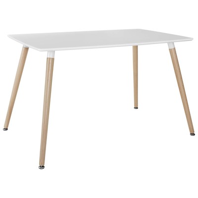Modway Furniture Dining Room Tables, Whitesnow, Legs,Rectangular, White,Wood,MDF,Plywood,Oak, Complete Vanity Sets, Bar and Dining Tables, 848387012137, EEI-1056-WHI,Standard (28-33 in)