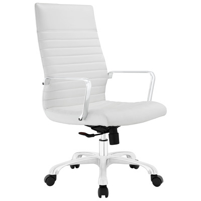 Office Chairs Modway Furniture Finesse White EEI-1061-WHI 848387012250 Office Chairs BlackebonyWhitesnow Adjustable Chrome Metal Steel Stainless S Black Metal Aluminum Chrome St Complete Vanity Sets 