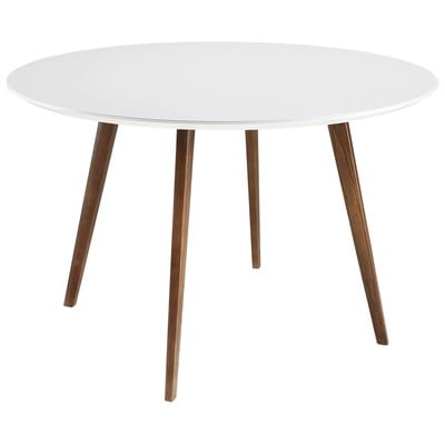 Modway Furniture Dining Room Tables, Whitesnow, Legs,Round, White,Wood,MDF,Plywood,Oak, Complete Vanity Sets, Bar and Dining Tables, 848387012328, EEI-1064-WHI,Standard (28-33 in)