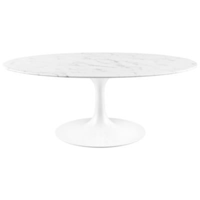 Modway Furniture Coffee Tables, Whitesnow, Oval,Square, Marble,Metal,Iron,Steel,Aluminum,Alu+ PE wicker+ glassWhite, Complete Vanity Sets, Tables, 848387013967, EEI-1140-WHI,Standard (14 - 22 in.)