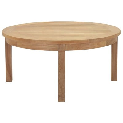 Modway Furniture Coffee Tables, Round, Teak,Wood,Plywood,Hardwoods,MDF,MINDI VENEERS WITH POPLAT SOLLIDS OVER MDFCORES, Complete Vanity Sets, Daybeds and Lounges, 848387014209, EEI-1153-NAT,Standard (14 - 22 in.)