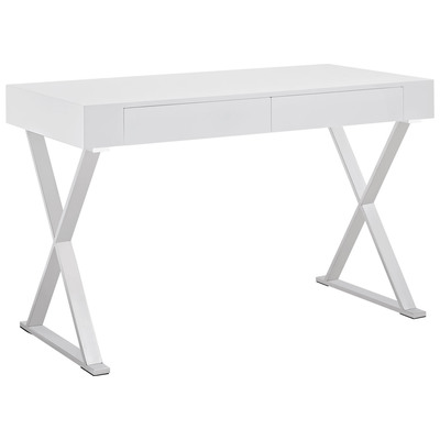 Desks Modway Furniture Sector White EEI-1183-WHI 848387017606 Computer Desks Whitesnow Metal Aluminum Stainless Steel Complete Vanity Sets 