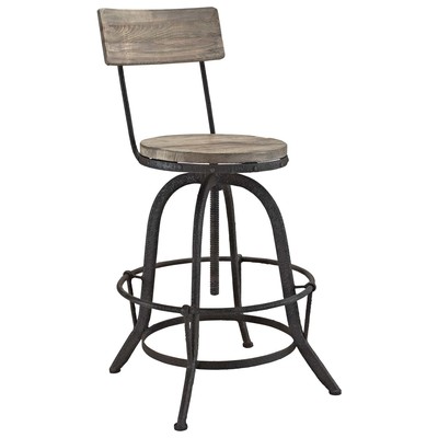 Modway Furniture Bar Chairs and Stools, Brown,sable, Bar,Counter, Metal,Wood, Bar and Counter Stools, 848387018399, EEI-1212-BRN