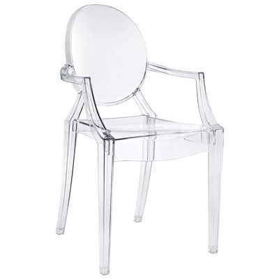 Modway Furniture Dining Room Chairs, Armchair,Arm, Clear, Dining Chairs, 848387010492, EEI-121-CLR