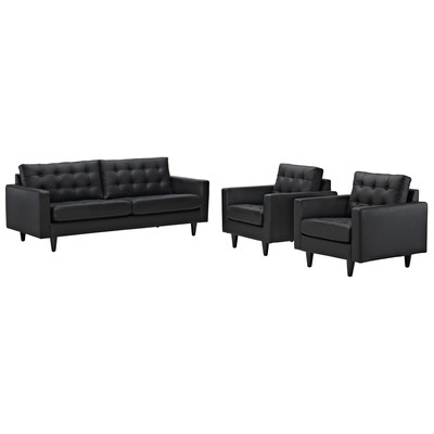 Modway Furniture Sofas and Loveseat, black, ebony, , Loveseat,Love seatSofa, Leather, Sofa Set,setTufted,tufting, Complete Vanity Sets, Sofas and Armchairs, 848387022921, EEI-1312-BLK