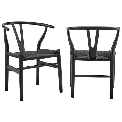 Dining Room Chairs Modway Furniture Amish Black Black EEI-1319-BLK-BLK 889654233961 Dining Chairs Black ebony Armchair Arm PAPER Black Dark 